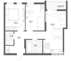 2-к квартира, вторичка, 54м2, 6/18 этаж