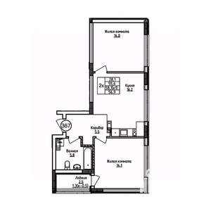 2-к квартира, вторичка, 57м2, 2/9 этаж