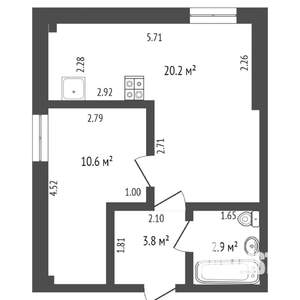 1-к квартира, вторичка, 38м2, 9/9 этаж
