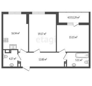 2-к квартира, вторичка, 77м2, 2/17 этаж