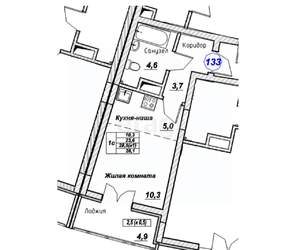 Студия квартира, вторичка, 29м2, 3/7 этаж