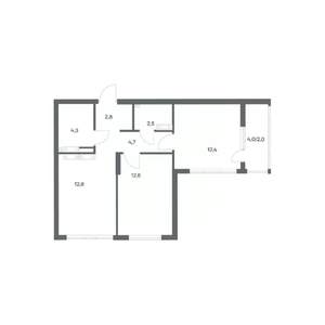 2-к квартира, вторичка, 54м2, 12/18 этаж