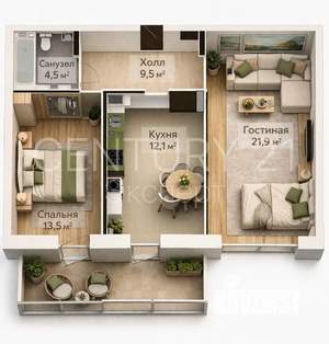 2-к квартира, вторичка, 72м2, 9/9 этаж