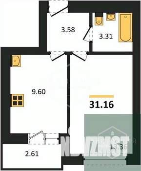 1-к квартира, вторичка, 31м2, 9/9 этаж