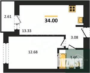 1-к квартира, вторичка, 34м2, 8/9 этаж