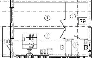 1-к квартира, вторичка, 46м2, 3/9 этаж
