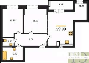 2-к квартира, вторичка, 60м2, 8/9 этаж