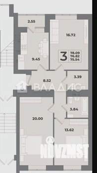 3-к квартира, вторичка, 78м2, 1/10 этаж