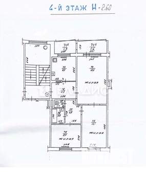 3-к квартира, вторичка, 69м2, 4/5 этаж