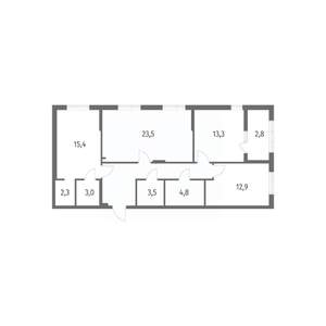 3-к квартира, строящийся дом, 95м2, 6/8 этаж