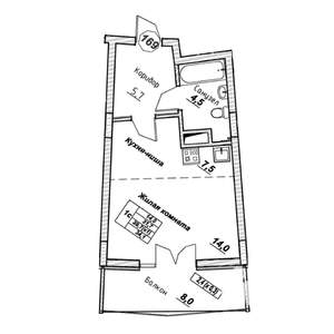 Студия квартира, вторичка, 34м2, 3/7 этаж