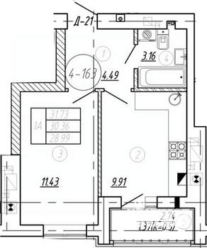 1-к квартира, вторичка, 30м2, 6/9 этаж