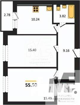 2-к квартира, вторичка, 56м2, 6/9 этаж