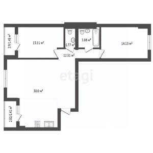 3-к квартира, вторичка, 80м2, 2/5 этаж