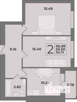 2-к квартира, вторичка, 57м2, 5/9 этаж