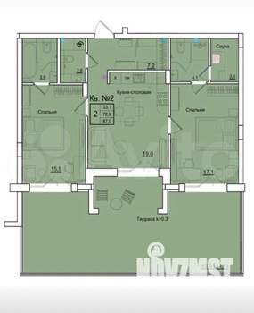 2-к квартира, вторичка, 114м2, 1/9 этаж