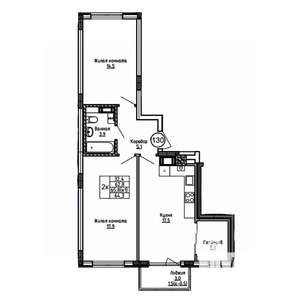 2-к квартира, вторичка, 64м2, 2/9 этаж