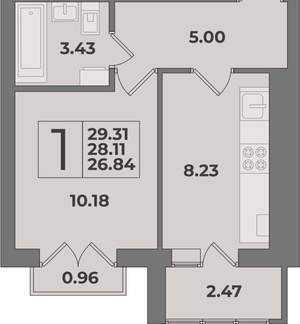 1-к квартира, вторичка, 29м2, 9/9 этаж