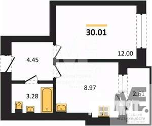 1-к квартира, вторичка, 30м2, 4/9 этаж