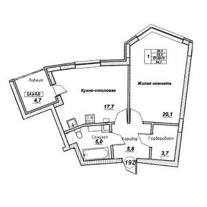 1-к квартира, вторичка, 55м2, 2/7 этаж
