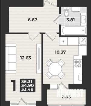 1-к квартира, вторичка, 36м2, 9/9 этаж