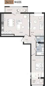 2-к квартира, вторичка, 79м2, 6/10 этаж