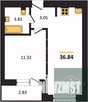 1-к квартира, вторичка, 37м2, 4/9 этаж