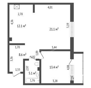 2-к квартира, вторичка, 68м2, 3/5 этаж