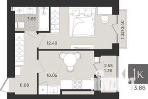 1-к квартира, вторичка, 34м2, 9/9 этаж