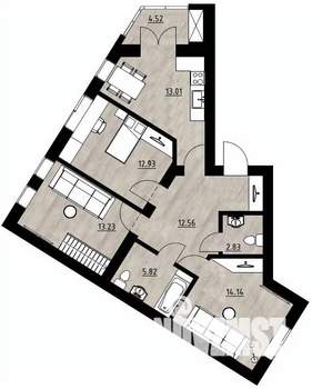 3-к квартира, строящийся дом, 111м2, 4/4 этаж