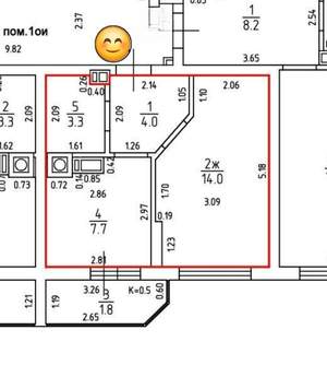 1-к квартира, вторичка, 32м2, 6/10 этаж