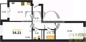 2-к квартира, вторичка, 54м2, 8/9 этаж