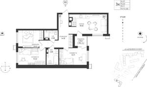 3-к квартира, вторичка, 78м2, 8/9 этаж