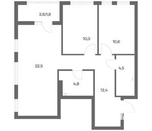 2-к квартира, строящийся дом, 67м2, 1/18 этаж