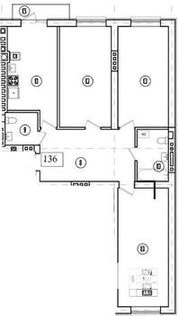 3-к квартира, строящийся дом, 92м2, 6/9 этаж