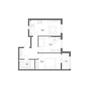 2-к квартира, вторичка, 58м2, 3/8 этаж