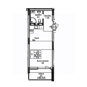 Студия квартира, вторичка, 34м2, 5/9 этаж