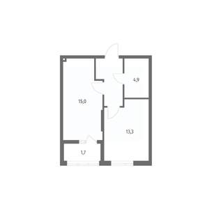 1-к квартира, строящийся дом, 40м2, 3/8 этаж