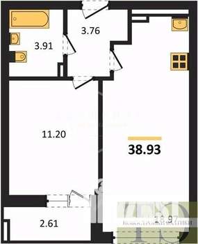 1-к квартира, вторичка, 39м2, 8/9 этаж