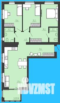 3-к квартира, строящийся дом, 98м2, 2/8 этаж