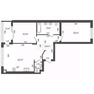 2-к квартира, вторичка, 75м2, 1/11 этаж