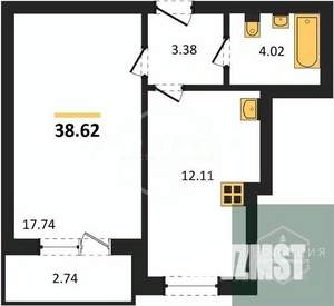1-к квартира, вторичка, 39м2, 2/9 этаж