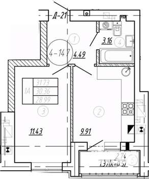 1-к квартира, вторичка, 30м2, 5/9 этаж