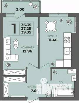 1-к квартира, вторичка, 37м2, 2/8 этаж