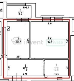 1-к квартира, вторичка, 39м2, 5/9 этаж