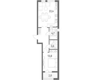 1-к квартира, вторичка, 56м2, 1/8 этаж