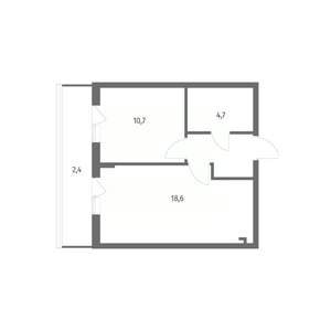 1-к квартира, строящийся дом, 41м2, 7/8 этаж