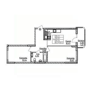 2-к квартира, строящийся дом, 60м2, 2/9 этаж