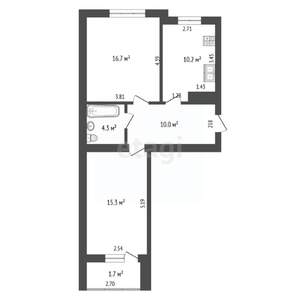 2-к квартира, вторичка, 57м2, 4/9 этаж