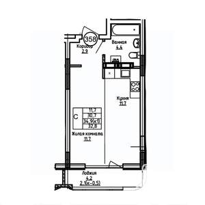 Студия квартира, вторичка, 33м2, 9/9 этаж